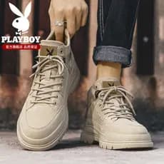 Playboy Martin botas masculinas 2026 novo estilo verão ao ar livre couro Mid-Top botas masculinas Retro lona botas gerai