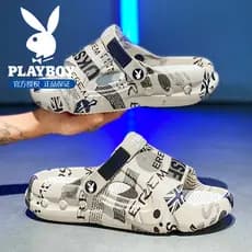 Playboy chinelos masculinos verão preguiçoso um Pedal exterior usar praia sola grossa leve Casual chinelos masculinos