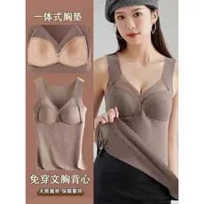 Roupa interior térmica de veludo alemão senhoras forro de lã colete engrossado feminino com almofadas no peito de uma pe