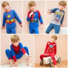 Crianças conjunto de roupa interior alemão veludo meninos primavera outono inverno Homewear pijamas médio grande criança
