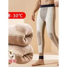 Calças quentes roupa interior masculina inverno Extra grosso forro de lã masculino engrossado solto cintura alta Legging