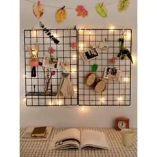 Criativo parede grade prateleira fixado na parede quarto perfuração-livre foto parede ferro arte dormitório fixado na pa