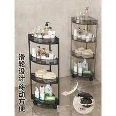Carrinho móvel para banheiro, canto de banheiro, Rack de armazenamento de produtos de higiene pessoal, sem perfuração, a