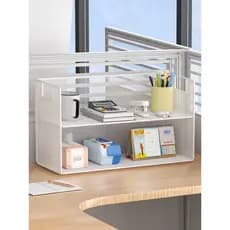 Prateleira de mesa para escritório, organizador em camadas, caixa de armazenamento, posição de trabalho, prateleira de a