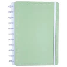 Caderno Grande Capa Dura Resistente Disco Reposicionavel Design Moderno Pistache Organizador