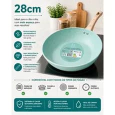 Frigideira Revestimento Nanoceramico 28cm Verde Alta Durabilidade Antiaderente Saude Praticidade Cozinha