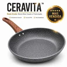 Frigideira Ceravita™ 24cm Nanocerâmica Premium | Antiaderente, Livre de PFOA, Acabamento Granito e Alta Durabilidade
