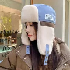 Outono inverno chapéu feminino cor combinando Lei Feng chapéu engrossado velo quente ao ar livre All-Match ciclismo prot