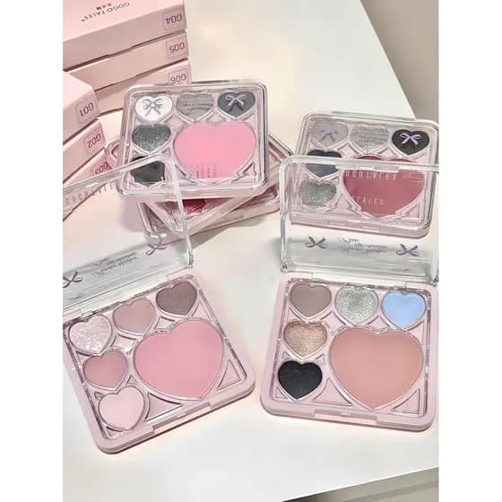 Gogo dança seis cores grande amor paleta de sombras fumado azul portátil pequena sombra Blush tudo-em-um paleta luz diár