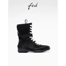 Fed botas de boxe de sola fina inverno novo estilo botas femininas rendas motocicleta botas curtas preto ocidental botas
