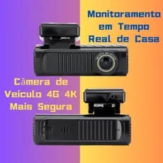 4G Câmera Veicular Aviso de perigo Visão Noturna Lente Dupla Dashcam Gravação em Loop Gravação em Loop