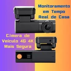 Câmera veicular conectada 4G monitoramento 24h estacionamento DVR dashcam filmadora de carro 4K Ultra HD
