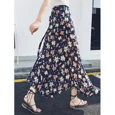 Saia de Chiffon feminina verão versão coreana de uma peça rendas Floral praia saia All-Match saia feminina