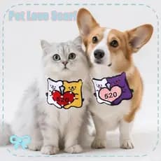 Lenço Para Animais De Estimação Fofo Gato E Cachorro Padrão Bordado Colorido Coração Babador Presente Casais