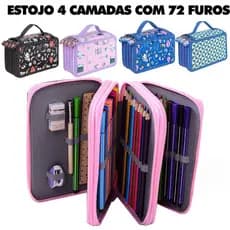 Estojo Box/Estojo 100 Pens/Estojo Escolar 72 Furos Com 4 Camadas/ Estojo Quadrado/Estojo De Lápis De Grande Para Meninas
