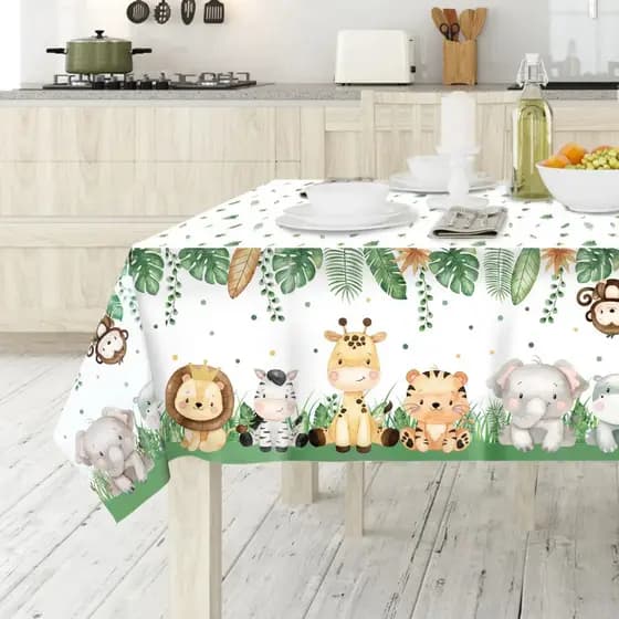 1 Pçs 108 * 180cm Selva Safari Toalhas De Mesa Animal Descartável Capa Decorações Do Chá De Bebê Para Crianças Meninos F