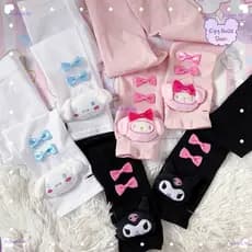 Luvas de seda gelada com estampa de desenho animado, novas luvas Lolita longas com laço rosa para proteção solar para me