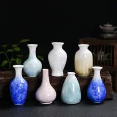 Vaso de cerâmica com acabamento em esmalte cristal, grande peça de decoração para casa, suporte para flores, recipiente