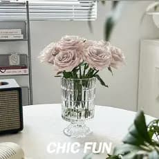 Vaso elegante para arranjos florais com rosas de cristal, popular nas redes sociais, para mesas de jantar e salas de est
