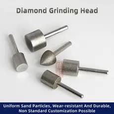 Cabeça de Moagem Cilíndrica de Diamante com Haste de 6mm para Esculpir, Polir, Limpar Pedras Preciosas, Remover Rebarbas