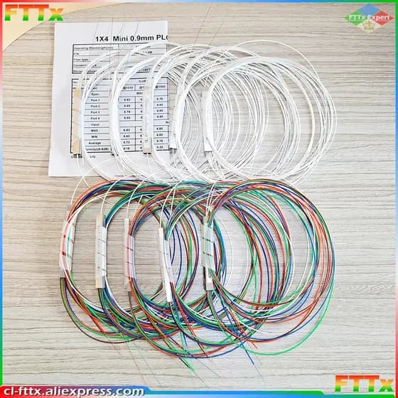 Divisor PLC de Fibra Óptica de Alta Qualidade, 10 peças/lote, Tubo de Aço de 0,9mm, 1x2 1x4 1x8 1x16, Sem Conector, Mini