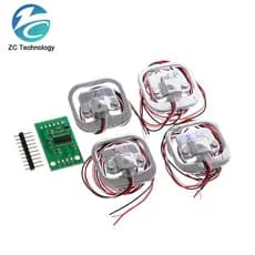 Módulo AD HX711, Sensor de Pesagem de Célula de Carga Corporal, Sensor de Pressão + 4 Peças de Sensores de Célula de Car