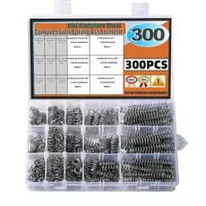 Kit de 300 Molas de Compressão em Aço Inoxidável, 15 Tamanhos (0,39-2 Polegadas/10-50mm) para Reparos DIY e Uso Industri