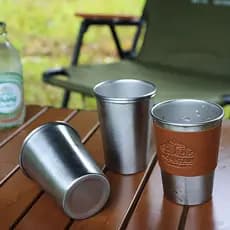 Copo de café para acampamento ao ar livre, copo de aço inoxidável 304, copo de água com borda enrolada, copo térmico ant