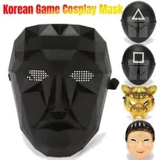 Máscaras Completas para Cosplay de Jogos, Acessórios de Mascarada, Máscaras de Festa em Formato Quadrado, Redondo e Tria