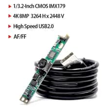 Módulo de Câmera USB2.0 4K 8MP COMS IMX179 3264H×2488V MJPEG YUY2 PCB UVC Webcam com Microfone Integrado para Windows, L