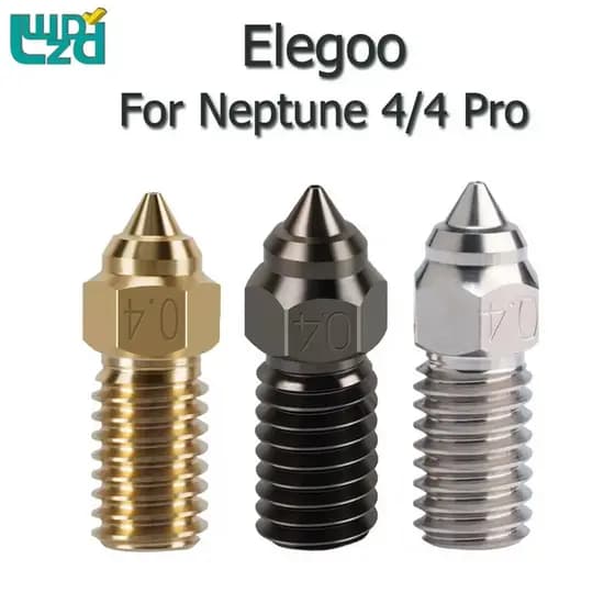 Bico para ELEGOO Neptune 4 4 pro, Bico de Aço Endurecido, Aço Inoxidável, Latão, 0,4mm para Filamento de 1,75mm, Peças p