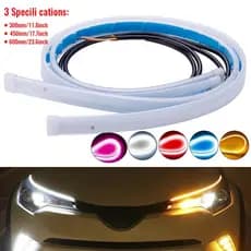 2 peças de luzes diurnas flexíveis para carro, 30cm 45cm 60cm, faixa de LED universal para carro, luzes de freio com efe