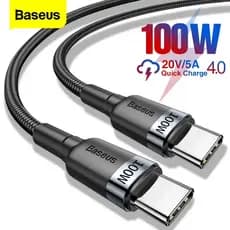 Cabo Baseus 100W USB C para USB Tipo C, Cabo de Carregamento Rápido USBC PD, Cabo USB-C Tipo C para 16 15 Pro Max Macboo