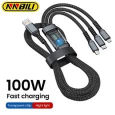 Cabo de Carregamento Rápido 3 em 1 100W NNBILI, Cabo USB Tipo C para Realme,, 50 Pro, Cabo Carregador USB