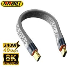 Cabo USB 4.0 Gen3 40Gbps FPC de Carregamento Rápido NNBILI PD 240W 5A, Cabo USB C para Tipo C, Cabo Thunderbolt 3 8K@60H