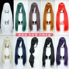 Peruca universal de cosplay em acrílico, cabelo cacheado e volumoso de 100cm, penteado com ondulações tipo "corn perm".
