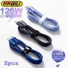 NNBILI 2 Peças Cabo Tipo C para Tipo C 120W 6A para 15 Pro Max, Cabo de Dados USB C com Carregamento Rápido PD para Xiao