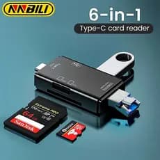 Leitor de cartão NNBILI OTG SD TF Tipo C, adaptador USB OTG tipo C para USB, 6 em 1, USB 2.0, leitor de cartão TF, unida