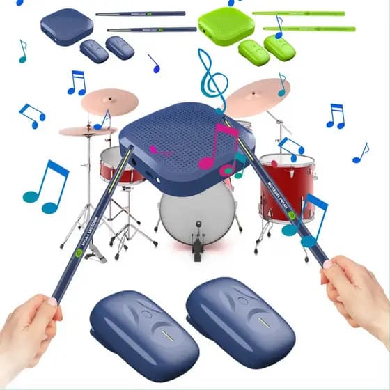 Conjunto de Eletrônica Virtual com Baquetas e Pedais, Kit de Portátil Realista, Instrumento Musical Prof