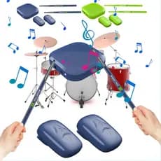 Conjunto de Eletrônica Virtual com Baquetas e Pedais, Kit de Portátil Realista, Instrumento Musical Prof