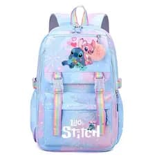 Mochila Stitch de Grande Capacidade, Mochila Casual de Nylon, Mochila Escolar de Desenho Animado, Mochila Casual para Vi