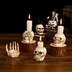 1 peça de queimador de incenso em formato de caveira antiga, castiçal de caveira para Halloween, decoração gótica para q