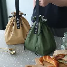 Bolsa Térmica Portátil de Lona com Fecho de Cordão, Bolsa Dobrável para Almoço, Bolsa Térmica para Trabalho, Escola, Piq