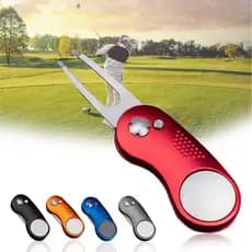 Metal Foldable Golf Divot Fork Tool with Button Magnetic Portable for Golf Club Divot Repair Tool Switchblade Pitch Groo