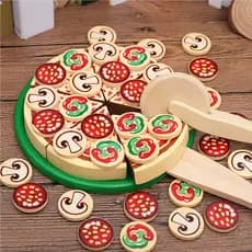 Brinquedo de Pizza de Madeira, Conjunto Educativo de Alimentos, Simulação de Cozinha para Crianças, Suprimentos para Fes