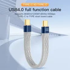 Cabo USB C para USB C Curto de 240W 40GB, Carregamento Rápido, Transferência de Dados de 40Gbps, Cabo de Extensão FPC Fi