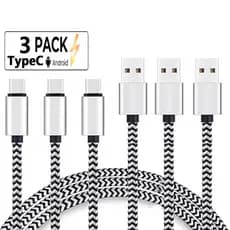 Cabo USB Tipo C 2.4A para Carregamento Rápido, Cabo de Dados em Nylon Trançado, Carregador de para Celulares Hua