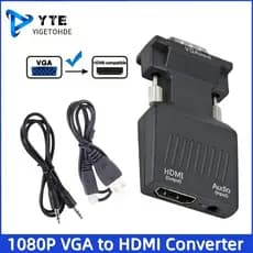 YIGETOHDE VGA to HDMI Converter 1080P with Audio Support Male to Female Adapter for PC Laptop Display VGA TO HDMI-Compat