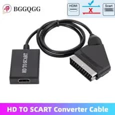 Adaptador HDMI Compatível com SCART, Conversor de Vídeo e Áudio, Conversor de Sinal PAL/NTSC para TV HD, DVD Box, Acessó
