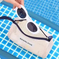 Large Capacity Beach Mesh Bag Breathable Handheld Toiletries Storage Bag Reusable Lightweight Mesh Makeup Bag Beach
